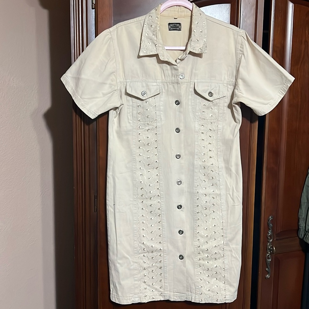 BENTINI beige button down shirt dress Size EU 42 = US 6 NEW w/o tags - Picture 2 of 8